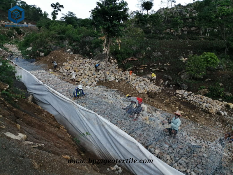 Needle Punch Non Woven Fabric for Slope Stabilization Project in Myanmar