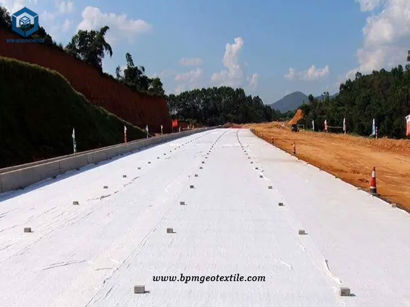 Nonoven Geotextile Mesh Used for Indonesia Road Pavement Project in Indonesia